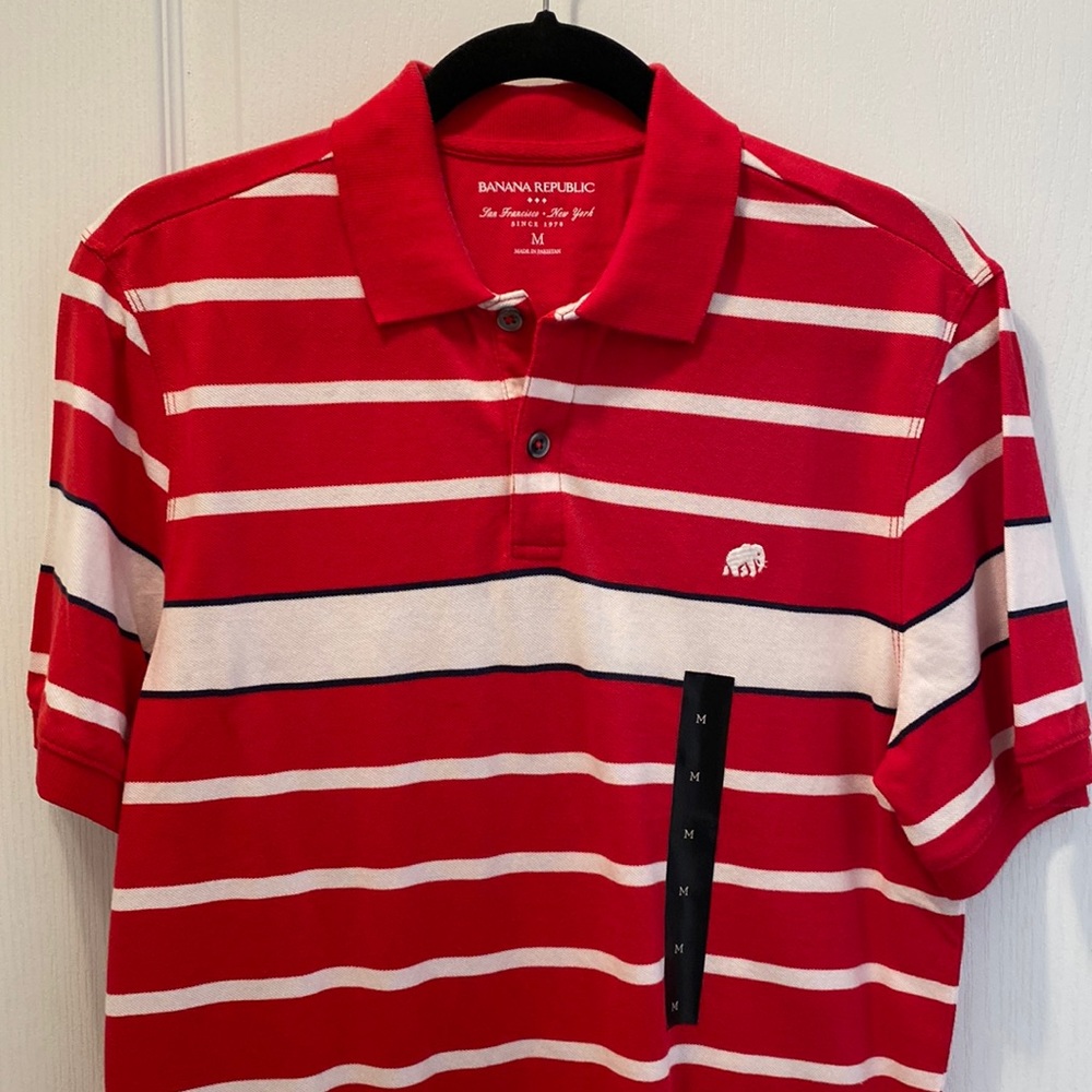 Banana Republic Red Stripe Polo Shirt - NWT